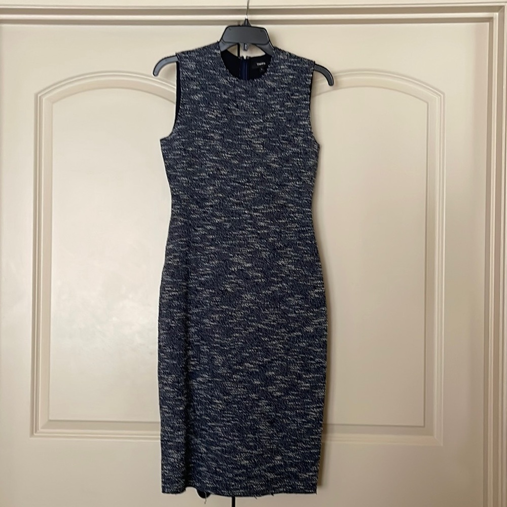 Theory Navy tweed sheath dress